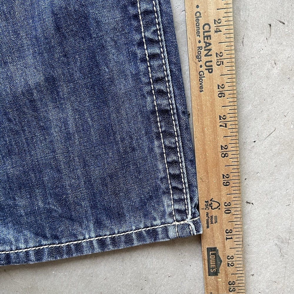 MEK Denim Jeans Mens 34x32 Blue Minsk Boot Cut Distressed Faded Skater Pockets - Picture 5 of 8